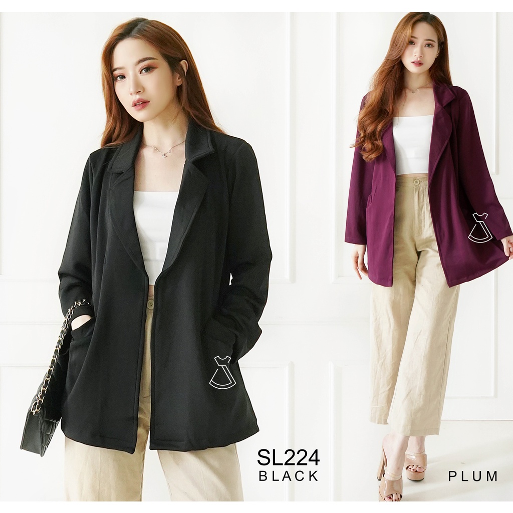 SL224 - Outer Blazer Casual Scuba Stretch Korean Style