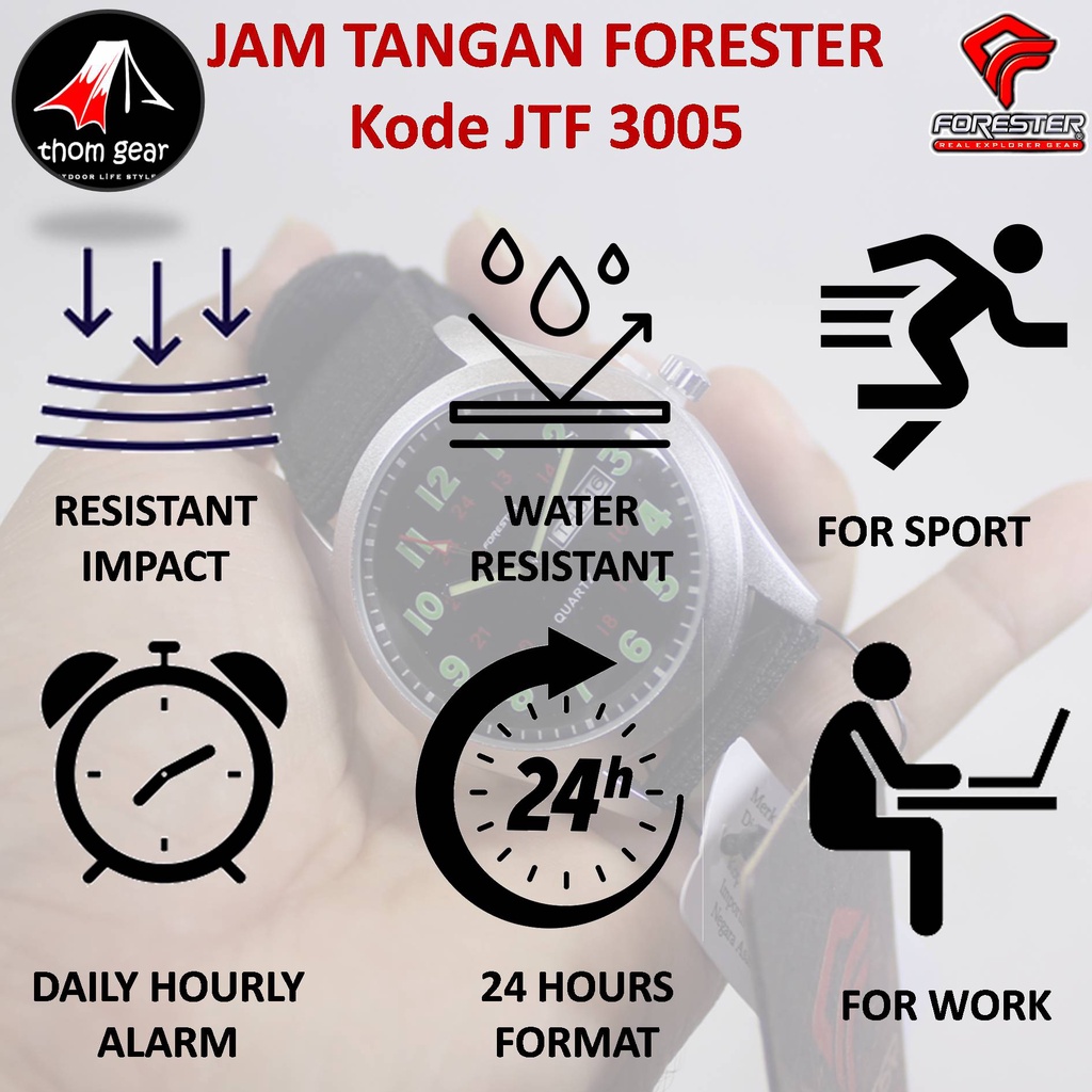 Forester Jtf 3005 Jam Tangan Pria Origial Forester Analog Adventure Sport Outdoor Waterproof Water Resistant Anti Air Pria Cowok Original Ori Terbaru 2022 Free Canvas Strap Cadangan Batre Box Kayu Thomgear Bangakalan Palangkaraya Pare Pare Kebomas