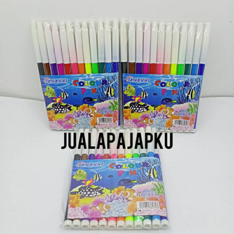 

Spidol Warna Warni Isi 12 Warna/Kelir Air/Colour pen Ukuran Besar/Kecil