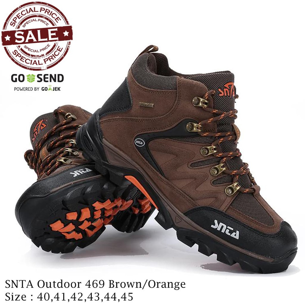 Promo Sepatu Gunung - Sepatu Tracking - Sepatu Outdoor SNTA 469 Full Green /Kuliah /lebaran