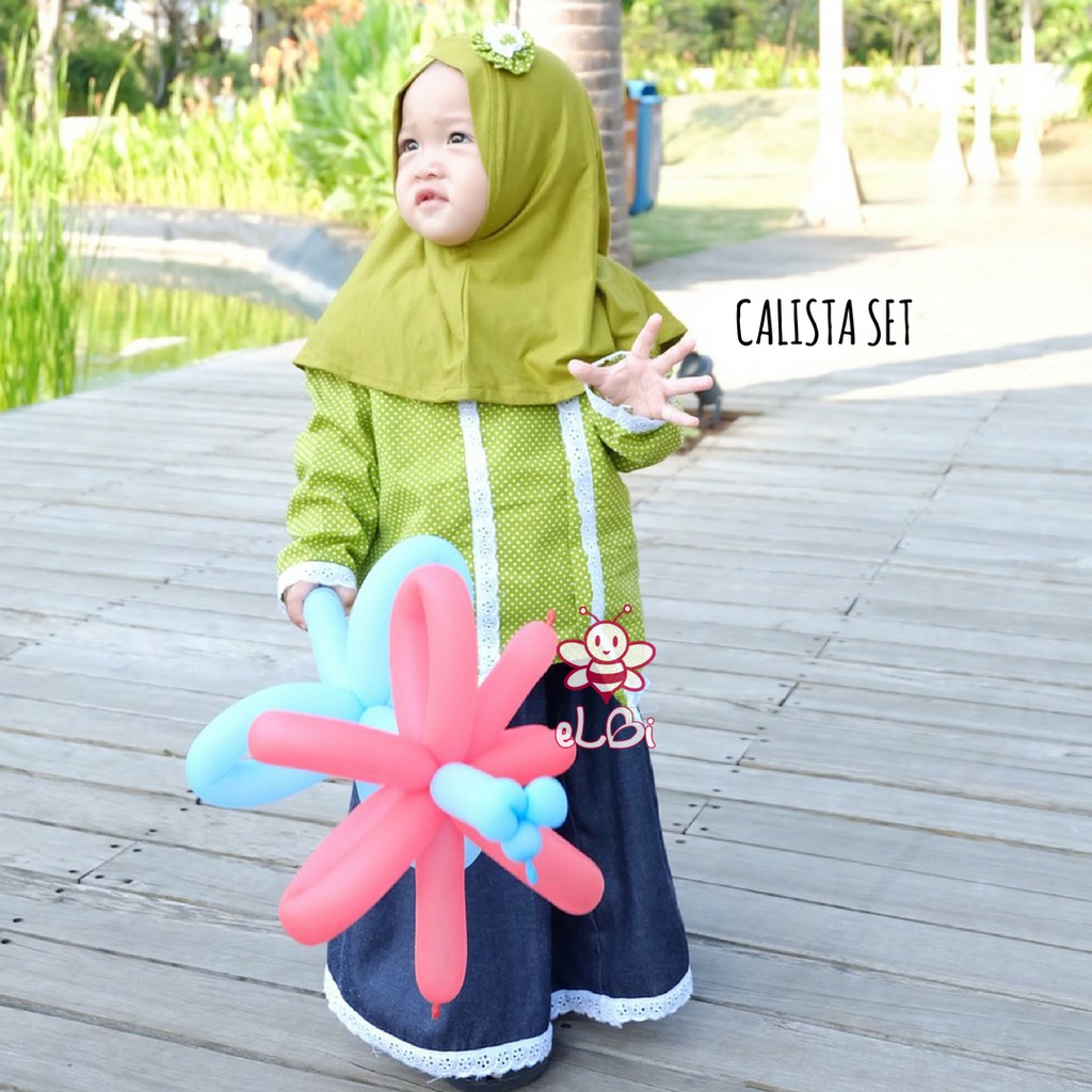 Baju Muslim Anak Calista Set / Baju Muslim Anak Perempuan 1 tahun - 6 tahun eLBi