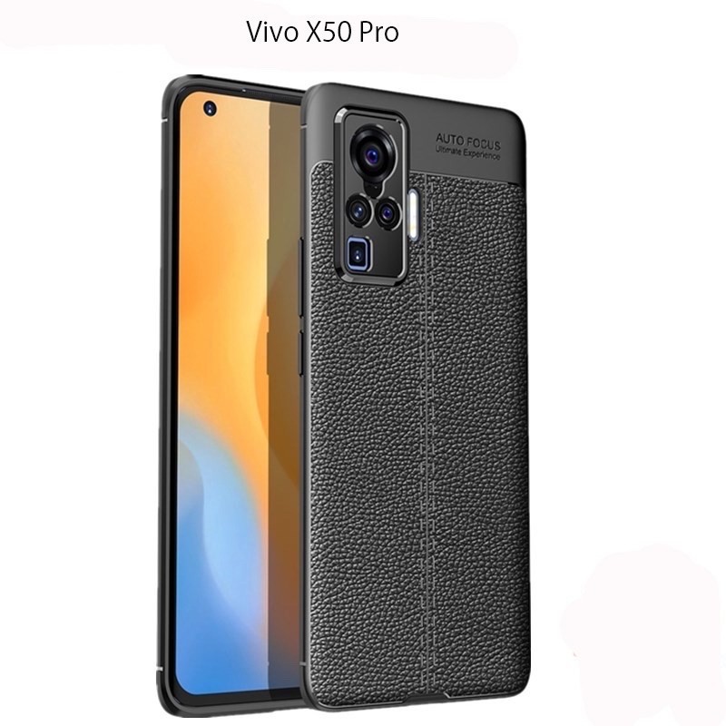 TPU Case Autofocus Leather Vivo X50 Pro - Hitam