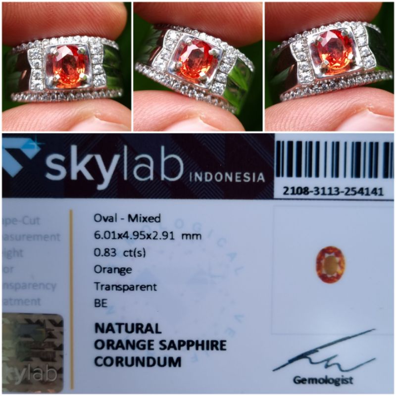 Natural Orange Sapphire Memo 0.83 crt