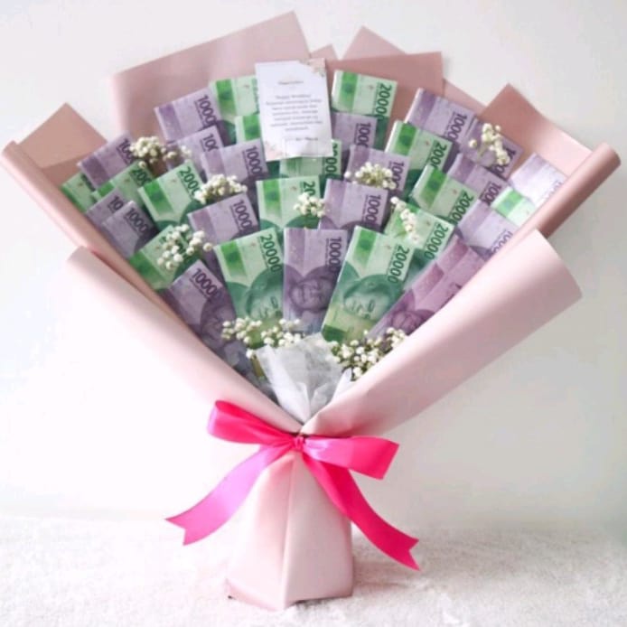 Bucket Uang Mahar Uang Asli Pecahan Mix (Sepuluh & Dua Puluh Ribu ) 10&20 Ribu Money Bouquet
