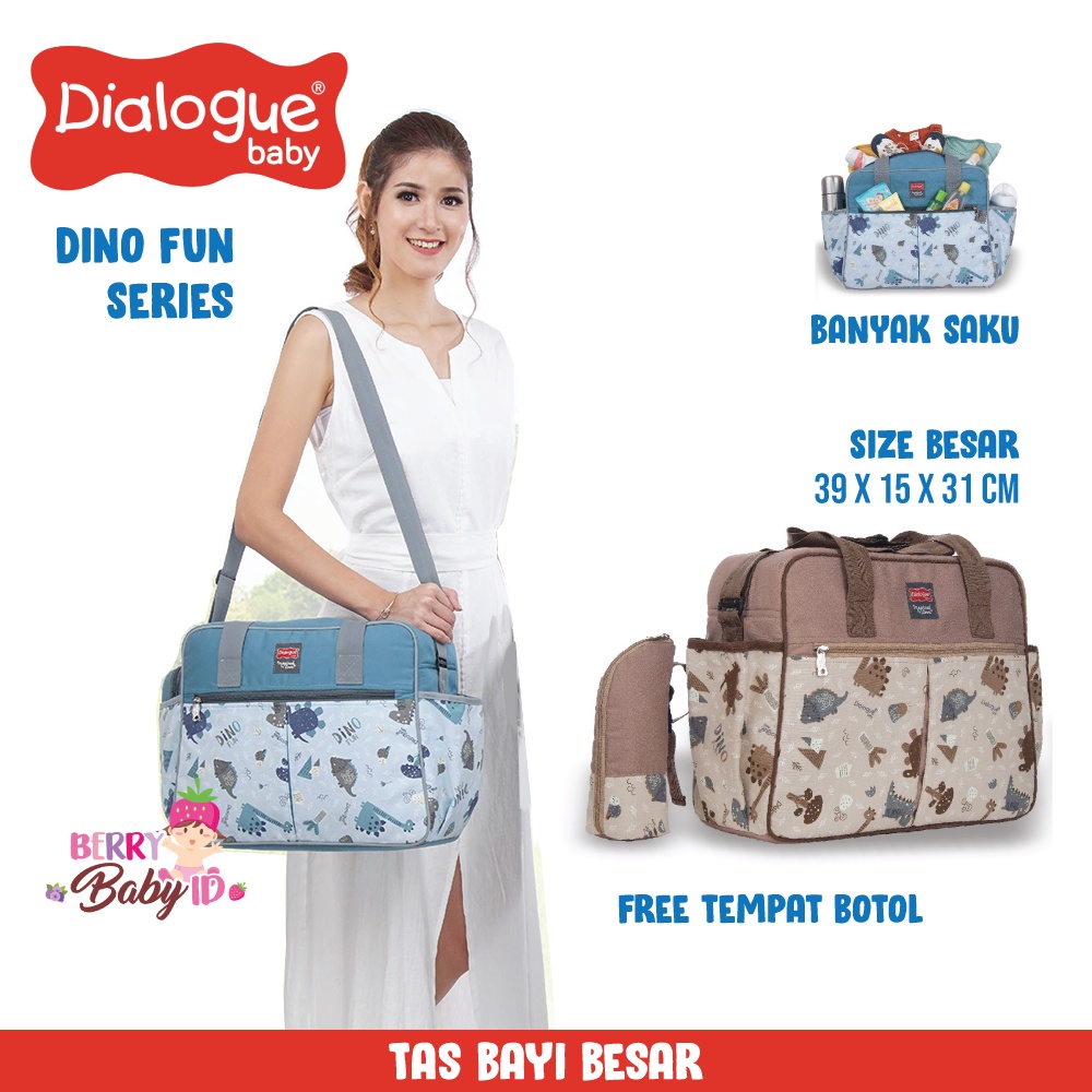 Dialogue Tas Diaper Bayi Besar FREE Tempat Botol Susu Dino Fun Series Berry Mart