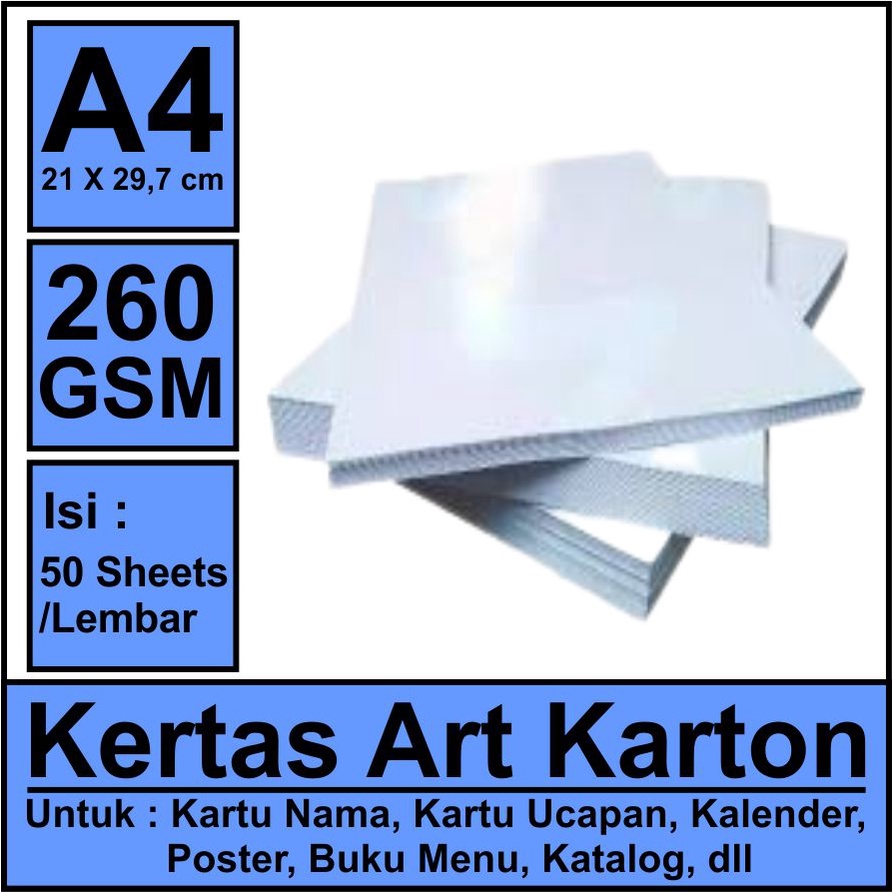 

Kertas Art Karton A4 260 gram / 50 Lembar