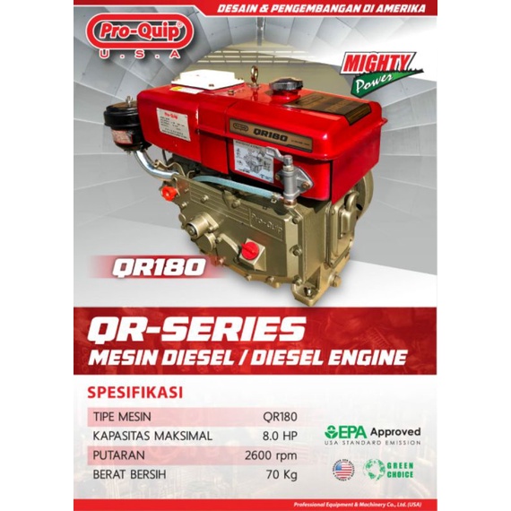 Mesin Diesel 8 PK Proquip QR 180