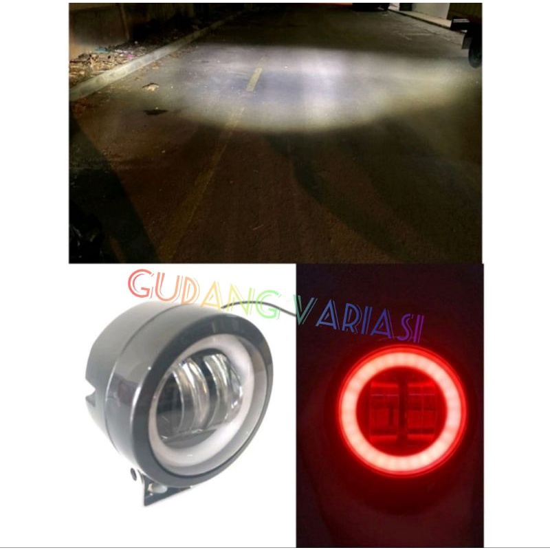 LAMPU TEMBAK DEPAN DAYMAKER 3 LENSA MINI KOTAK BULAT