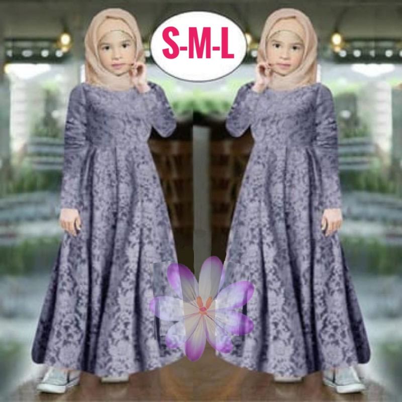 Gamis Maxi Helena Kid / Size S, M, L/ Bahan Brukat / Gamis Anak Mewah / Gamis Anak kondangan Terbaru