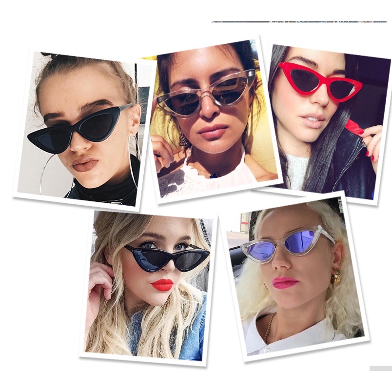 ✨Bayar di Tempat✨Kacamata Hitam Korean Wanita Ulzzang Triangle Vintage Cat Eye Sunglasses Women Men - An