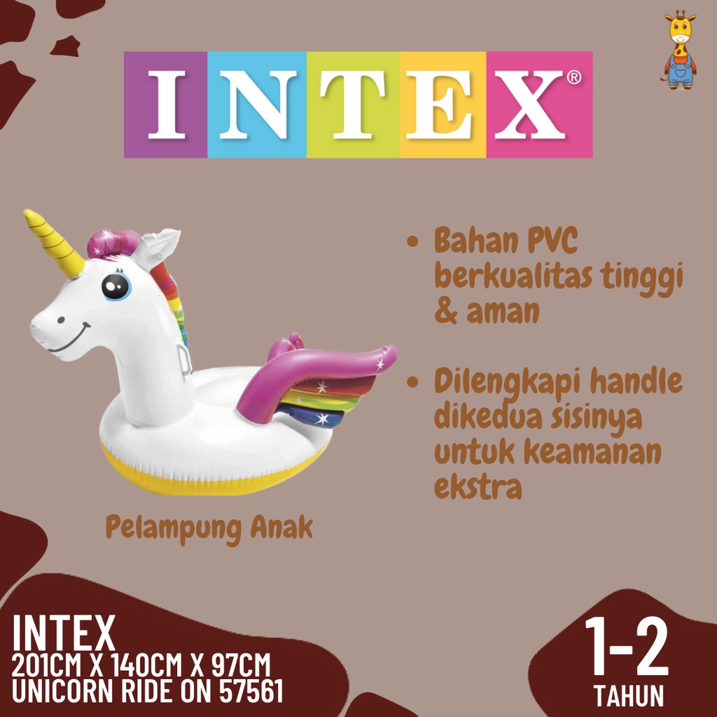 INTEX 57561 Unicorn Ride On 201x140x97cm - Pelampung