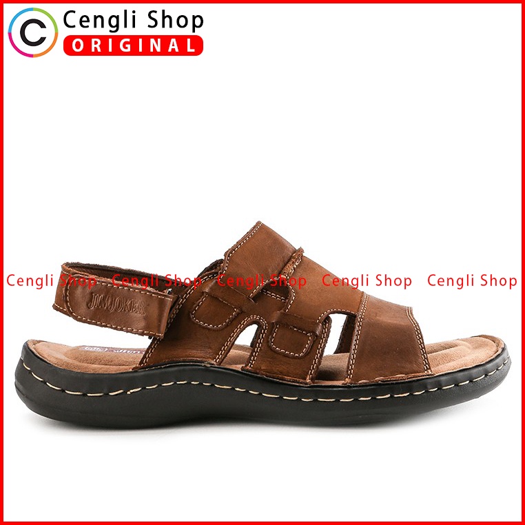 SANDAL CASUAL JIM JOKER PRIA ORIGINAL SLINGBACK KULIT COKLAT JJ05