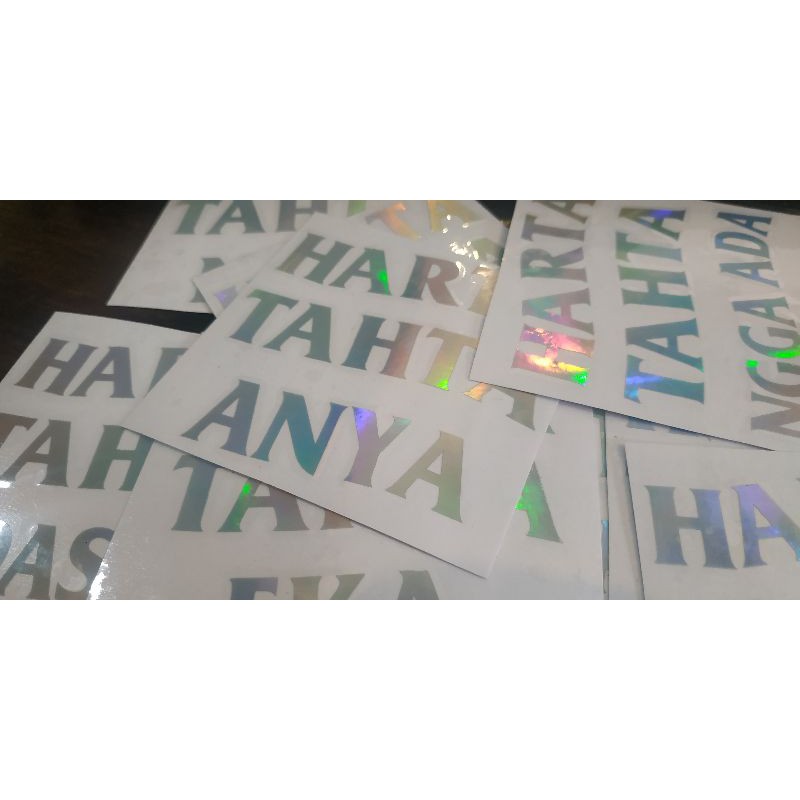 stiker hologram harta tahta, sticker kekinian custom nama, hologram cutting-7