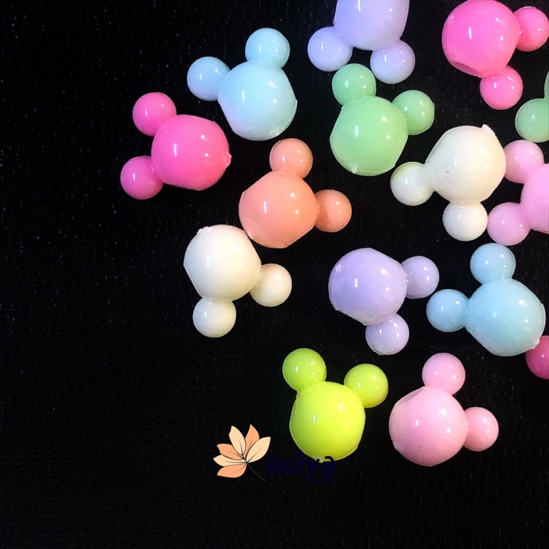 MANIK MINNIE MOUSE MOTE MICKEY PASTEL BAHAN DIY GELANG STRAP MASK KONEKTOR MASKER ALA KOREA