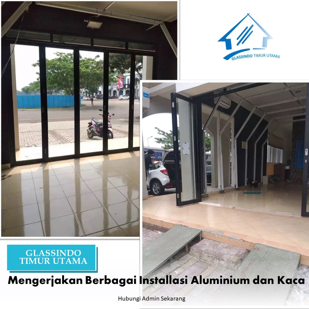 Partisi Pintu Ruko Garasi Lipat Aluminium Kaca