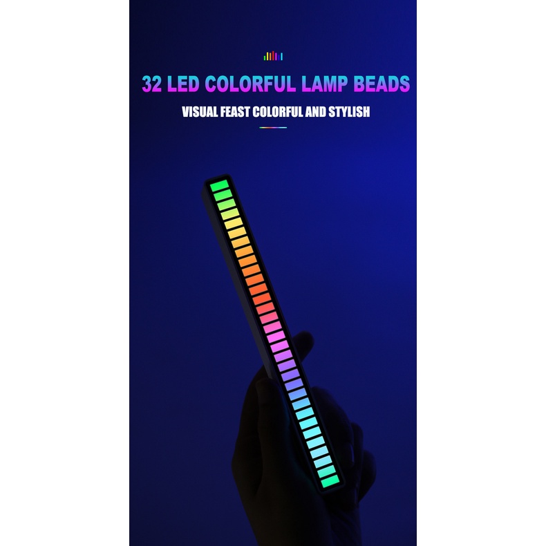 Lampu LED RGB Bar Strip Spectrum Audio Indicator Music Sound Control Lamp Music Atmosphere Light