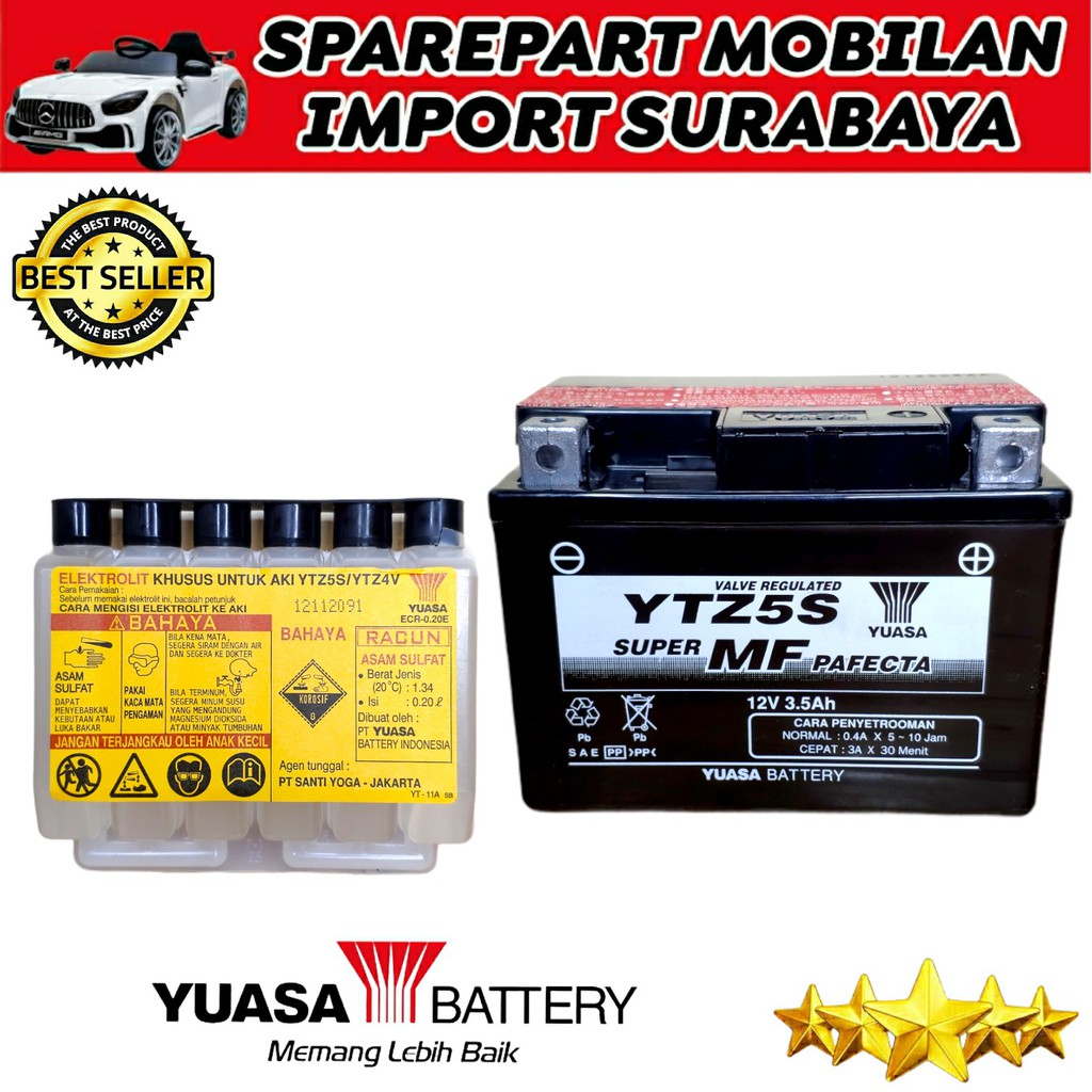 ASLI YUASA YTZ5S ORIGINAL AKI MOTOR BAWAAN PABRIK BEAT MIO VARIO ACCU HONDA YAMAHA SUZUKI MOTOBATT