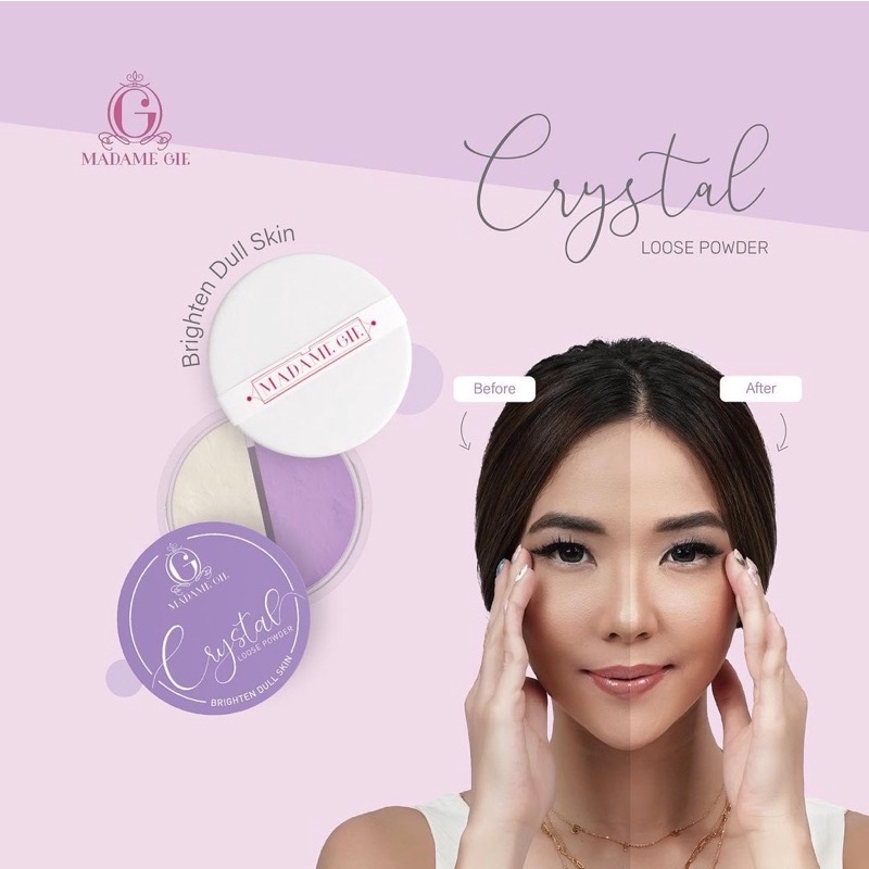 MADAME GIE Crystal Loose Powder Indonesia / Bedak Tabur Primer BB Foundation Lipstick Eyeshadow Blush On Eyeliner Eyebrow Mascara Lipstick Lip Matte Gloss Balm Kutek / Facial Wash Toner Essence Serum Sunscreen Moisturizer Cream Mask Masker / Lipill Paket