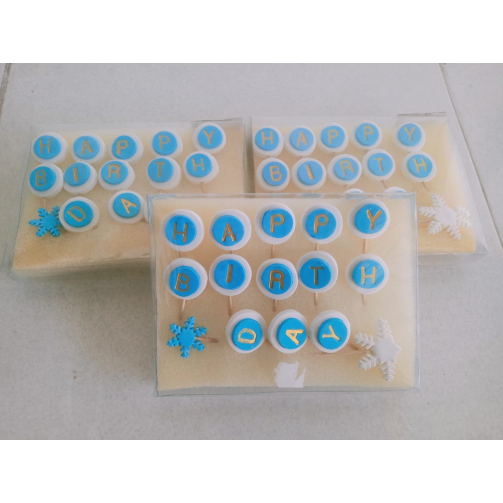 

TOPPER CAKE HAPPY BIRTHDAY GUMPASTE BLUE HBD MKU