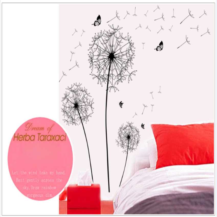 TD - CCA Sticker Wallpaper Dinding Black Dandelion - AY834