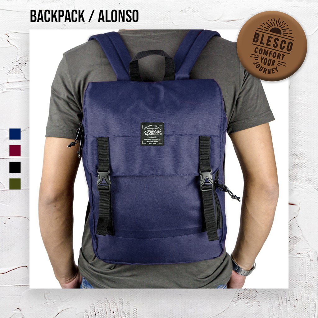 Tas Punggung Pria Warna Navy - Blesco Alonso Ransel Kuliah Tas Laptop 14 inch