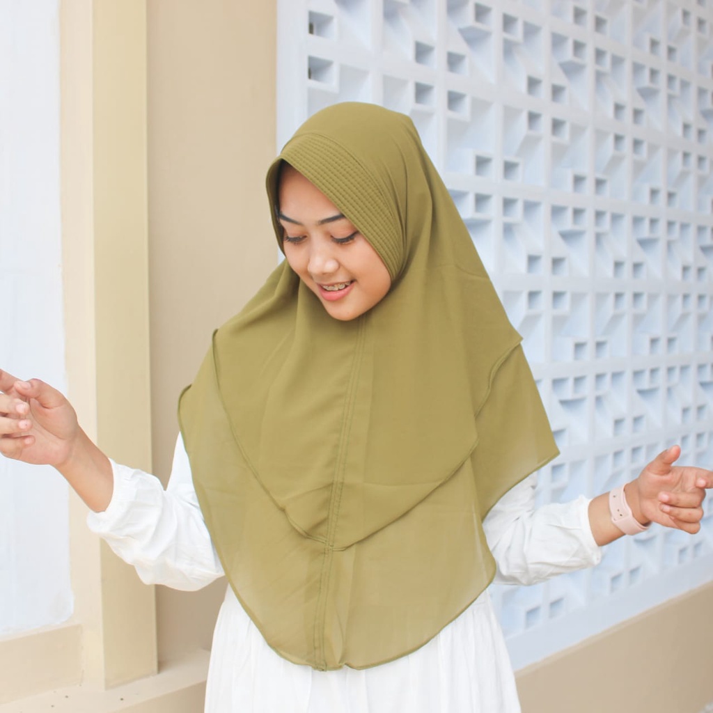 Jilbab Instan Ceruty 2 Layer Oval Jumbo Polos/Khimar Ceruty Sayana-1