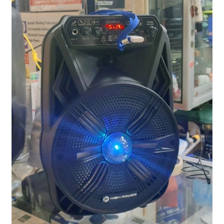 Speaker Portable Wireless High Power 777-A UK 8 inc free mic wireless dan remote