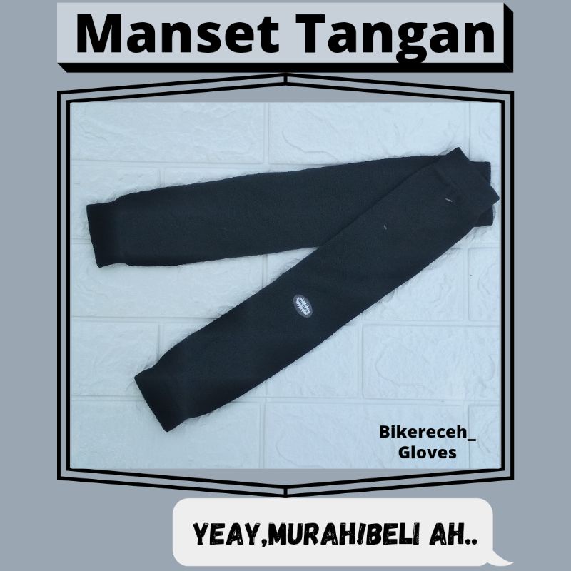MANSET TANGAN PRIA WANITA MANGSET OLAHRAGA POLOS HITAM SPANDEX