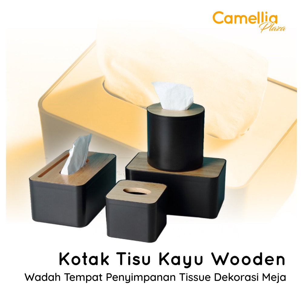 Kotak Tisu Kayu Wooden Design Wadah Tissue Tempat Penyimpanan Tissue Dekorasi Meja Box Organizer