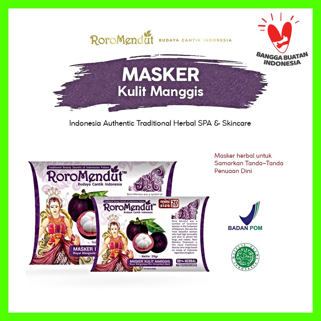 Roro Mendut Masker Kulit Manggis Anti Aging / Keriput / Flek Hitam 20gr &amp; 40gr