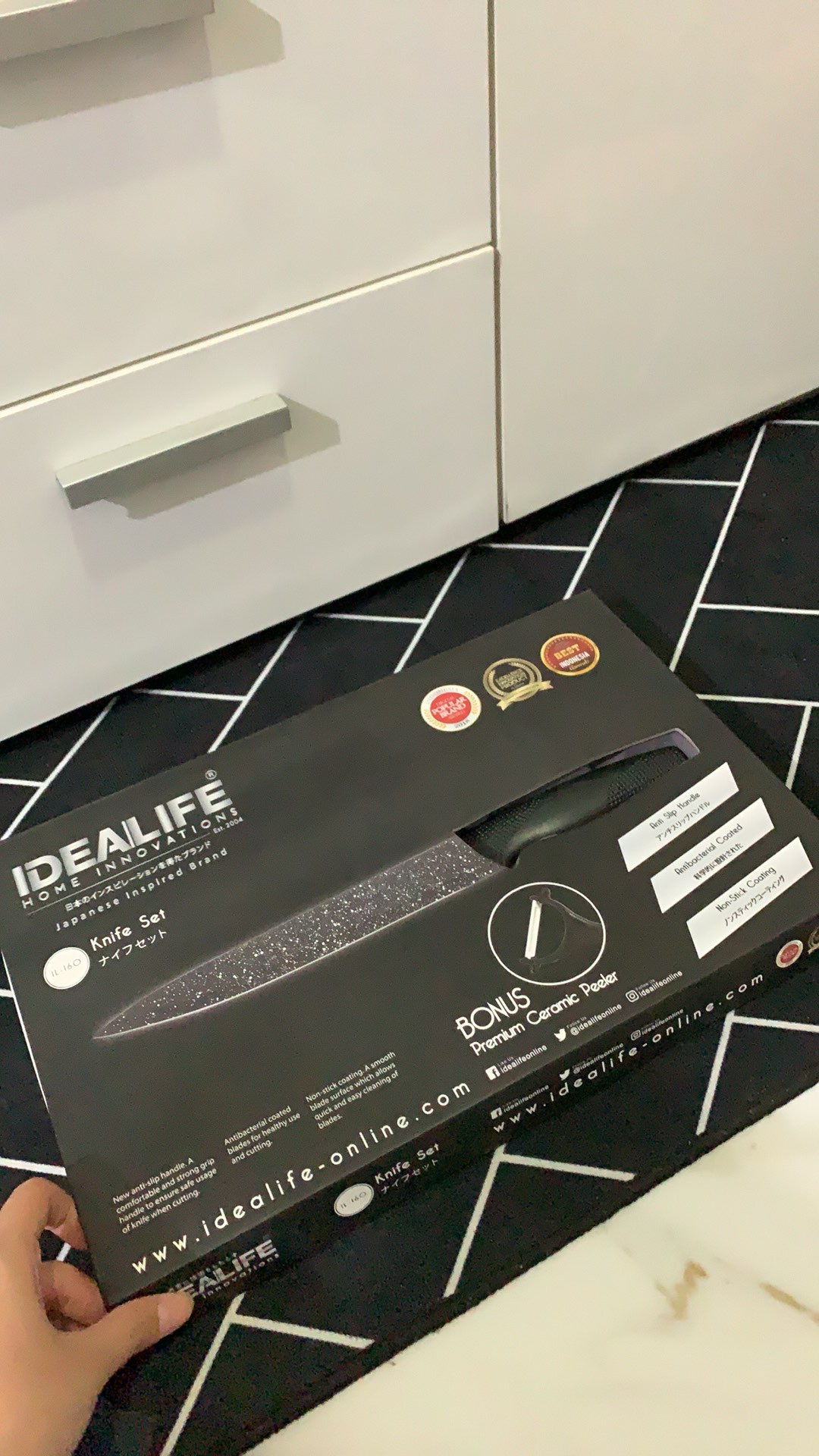 Pisau Dapur Pisau Set Knight Lengkap Knife Set Black 5 Pcs