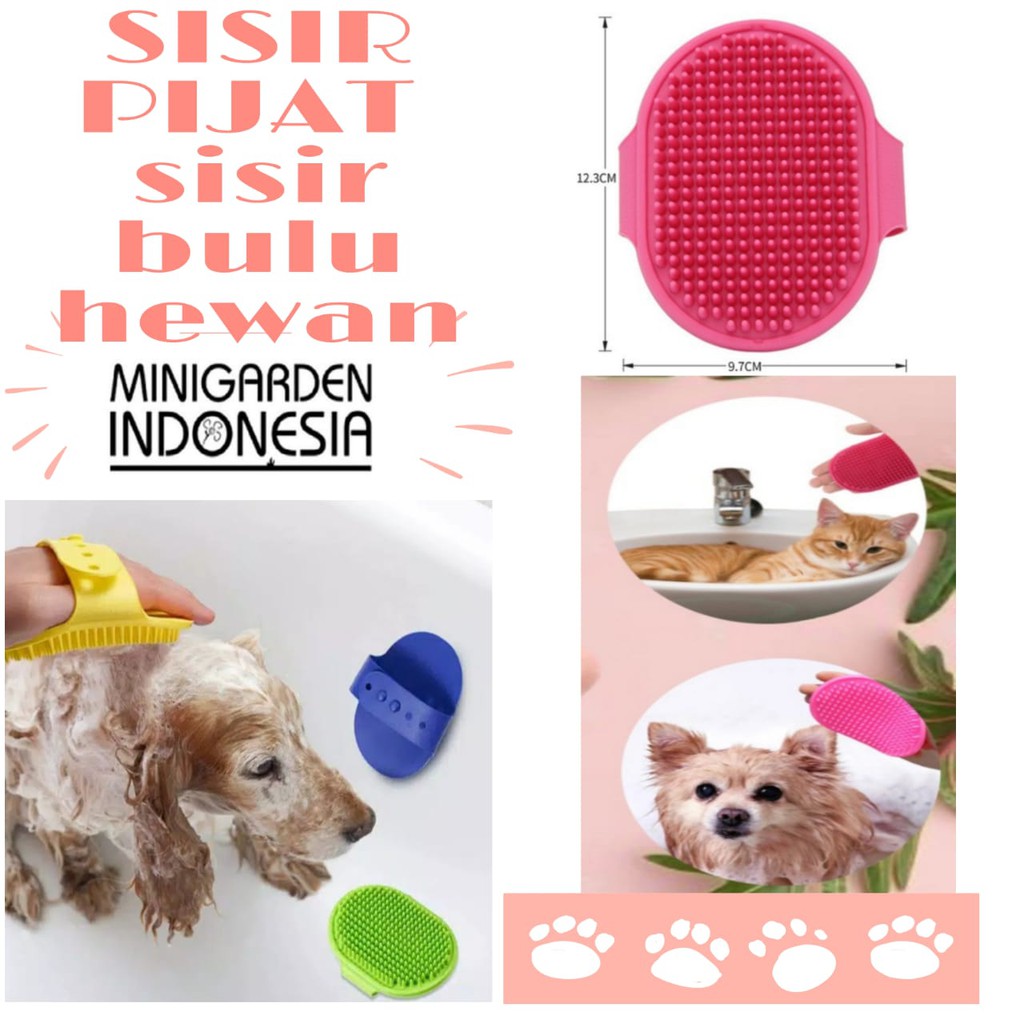 SISIR MANDI KARET BULU HEWAN MODEL OVAL pet brush sisir pijat anjing kucing pet massage grooming