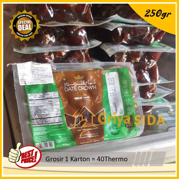 Kurma Date Crown Khalas 250grm Kualitas Original Vacuum