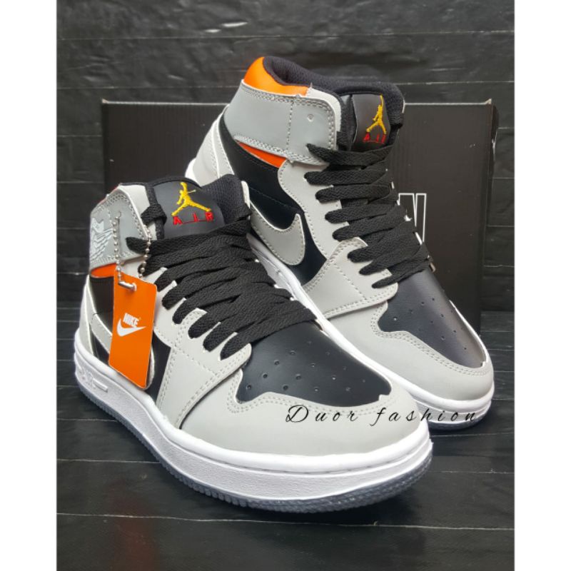 Sepatu KETS Nik* Jord*n Grey/Darkgrey SNEAKERS kekinian masa kini | sepatu kets pria dan wanita | Sneakers terbaru dan termurah kualitas PREMIUM