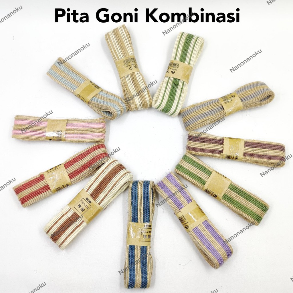 

Pita Goni Kombinasi Warna | Pita Hampers Rustic Souvenir Parsel Dekorasi