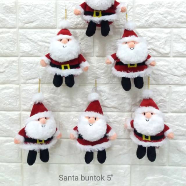

boneka bear santa buntok christmas tempel kaca uk.15cm kado natal santaklas souvenir