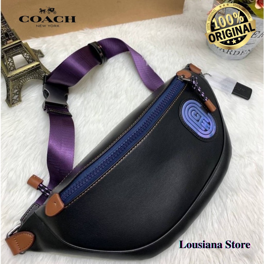 Waistbag Coach Men’s black leather Chest Bag Sling Bag-69303