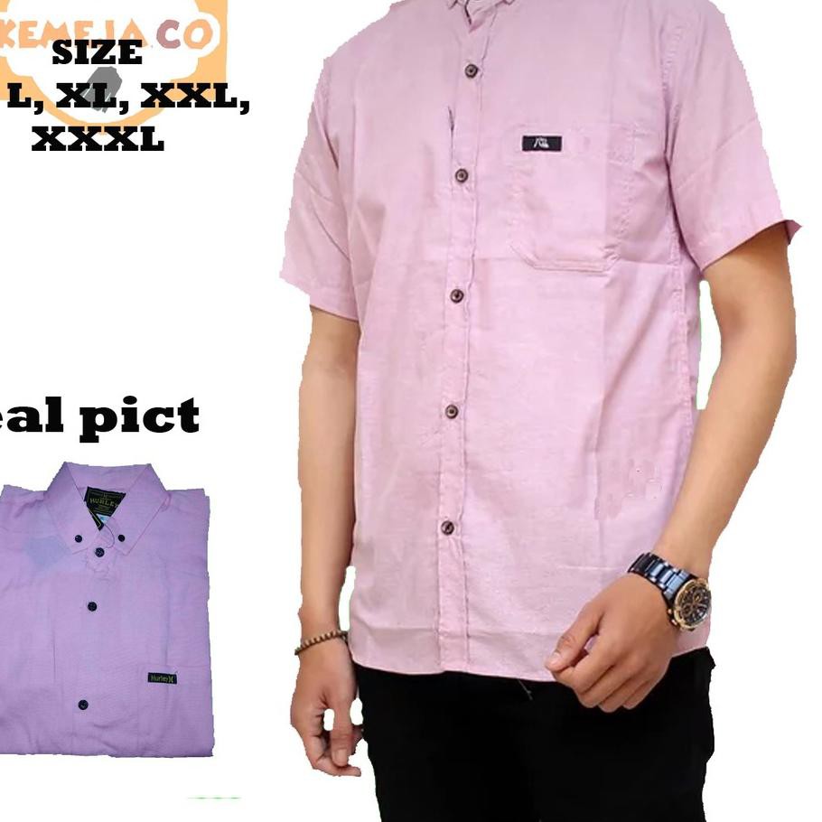 [SEGERA DAPATKAN] Kemeja Pria Lengan Panjang Baju Cowok Polos Putih Hitam Kasual jumbo Big Size Kerj