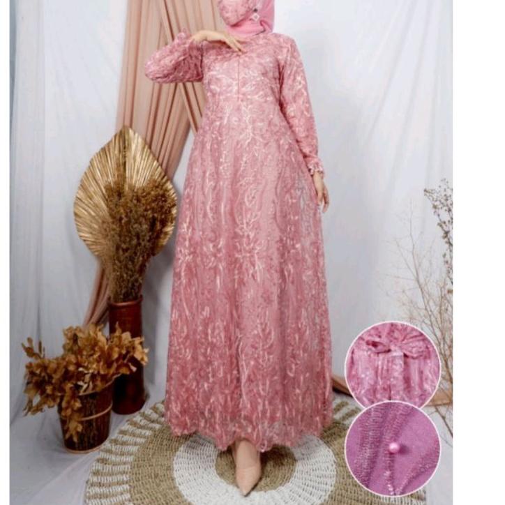 Keluaran Terbaru.. GAMIS MODERN BROKAT TULLE AJC 1/GAMIS TERBARU/GAMIS MUSLIM