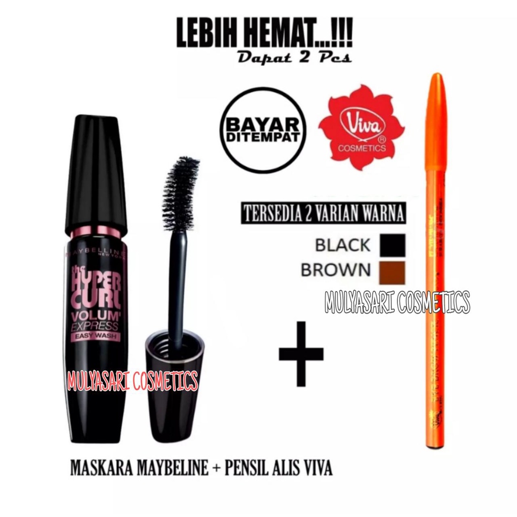 PAKET HEMAT 2 IN 1- Mascara Maybellin Waterproof + Pensil Alis