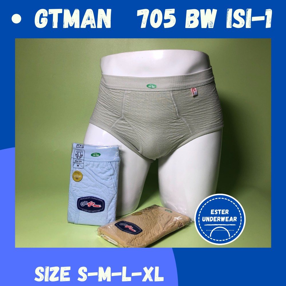 GTMAN Celana Dalam Pria Dewasa GT-705B PUTIH/WARNA ISI-1 Seri Classic Kulit Jeruk