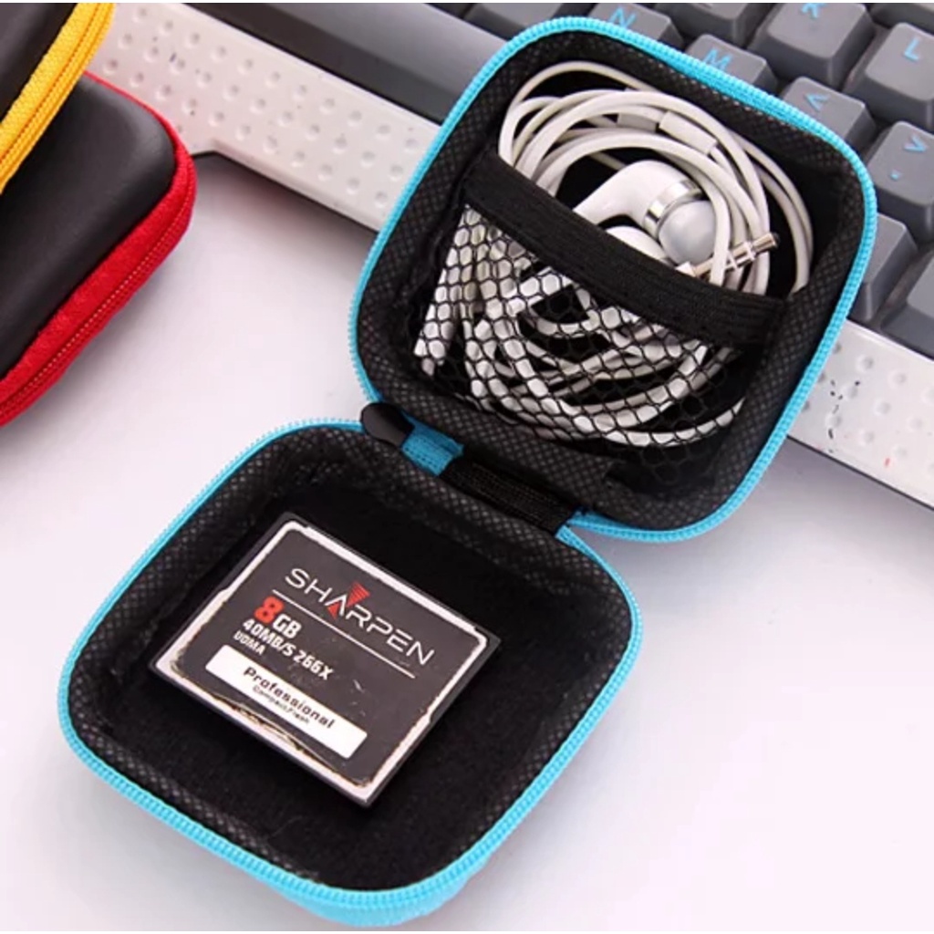 Pouch Tas Kotak Mini untuk Earphone Headset Handsfree Kunci Memori