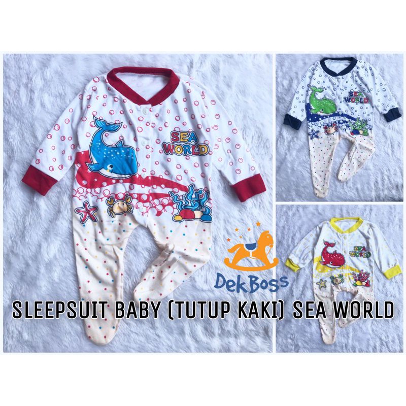 (Motif Hewan Laut / bayi 0-3 bulan) Setelan baju tidur bayi lengan panjang newborn 3 bulan | Jumpsuit bayi newborn | jumpsuit baby boy dan jumsuit baby girl | Sleepsuit bayi newborn perempuan tutup kaki | jampsuit bayi | Setelan Baju piyama bayi