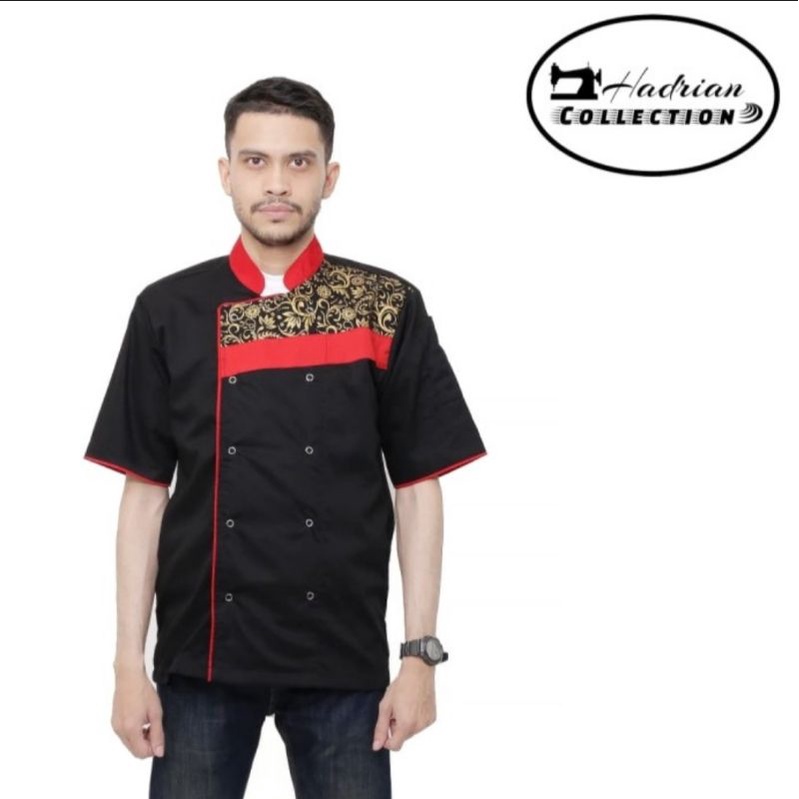 Baju Koki Profesional Baju Chef Baju masak Motip batik pria wanita unisex