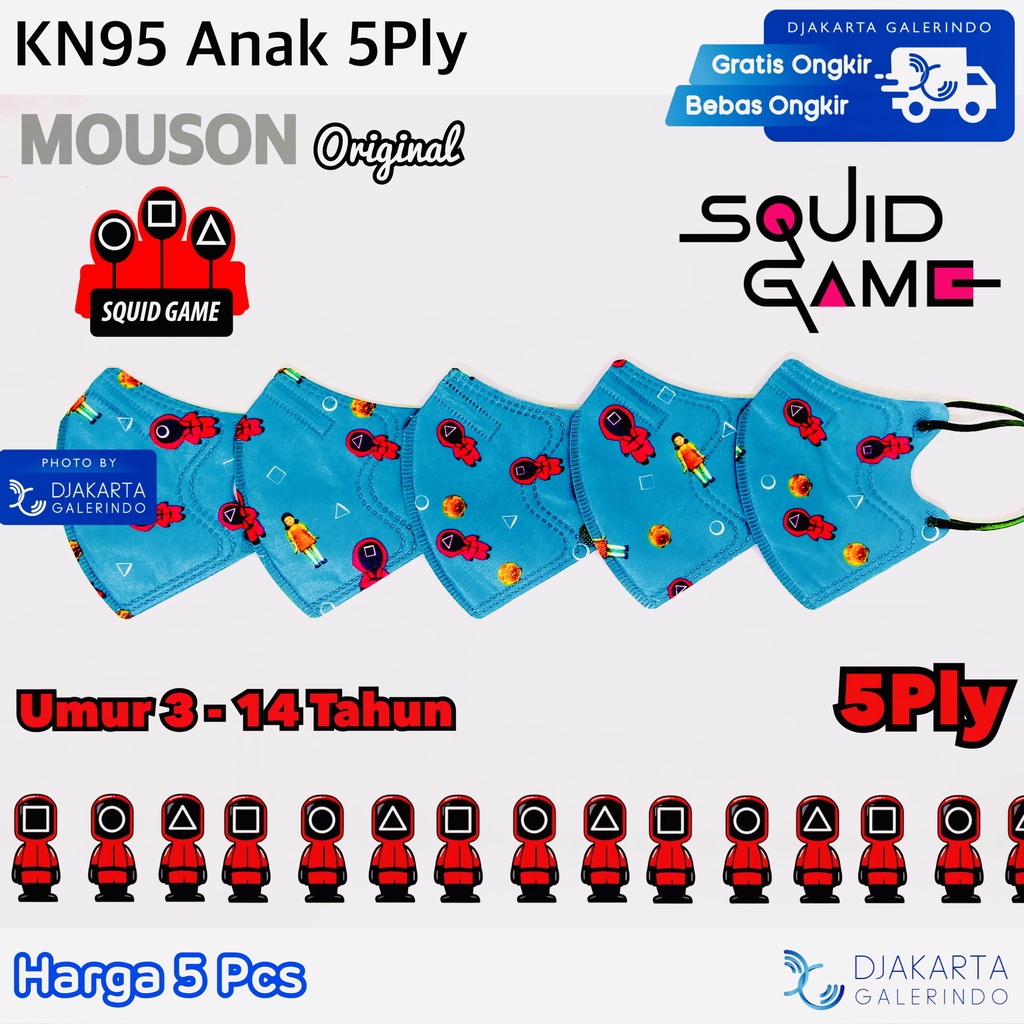 Masker Squid Game Anak Mouson / KF94 Squid Game Anak 4Ply