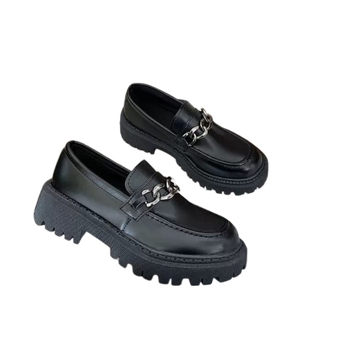 10.10 Sepatu Loafers '' VIONA '' Rante Silver Black Glosy And Dof PREMIUM VIO 11