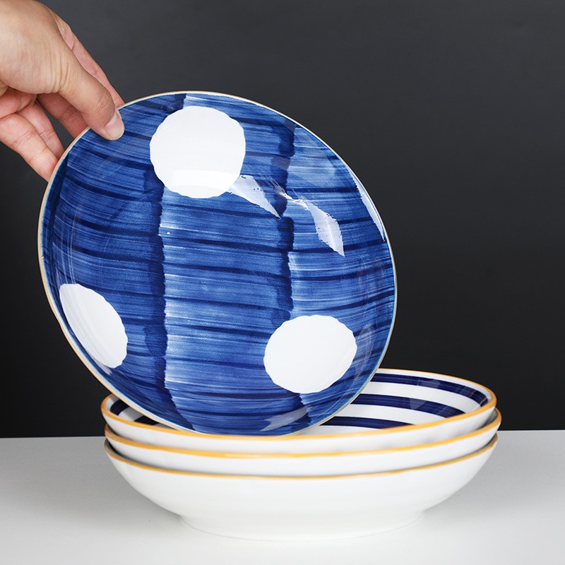 [P 18] PIRING JAPAN STYLE KERAMIK PORSELEN PORCELIN BULAT MODERN 7.5 INCI TEBAL TERBARU SAJI MAKAN-2