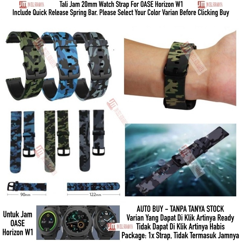 Tali Jam 20mm Watch Strap OASE Horizon W1 - Camo Army Keren Black Buckle