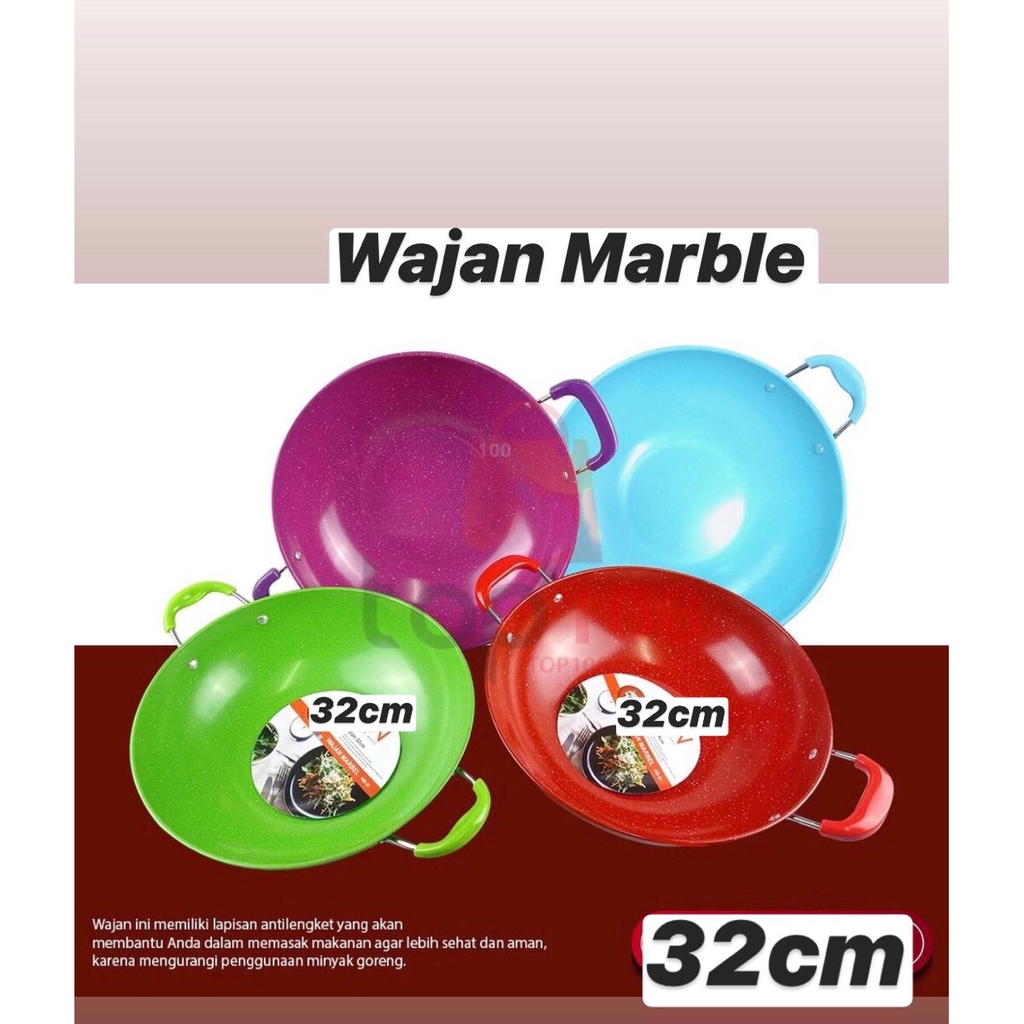 Wajan Warna 32 cm / wajan Marble/ wajan Enamel