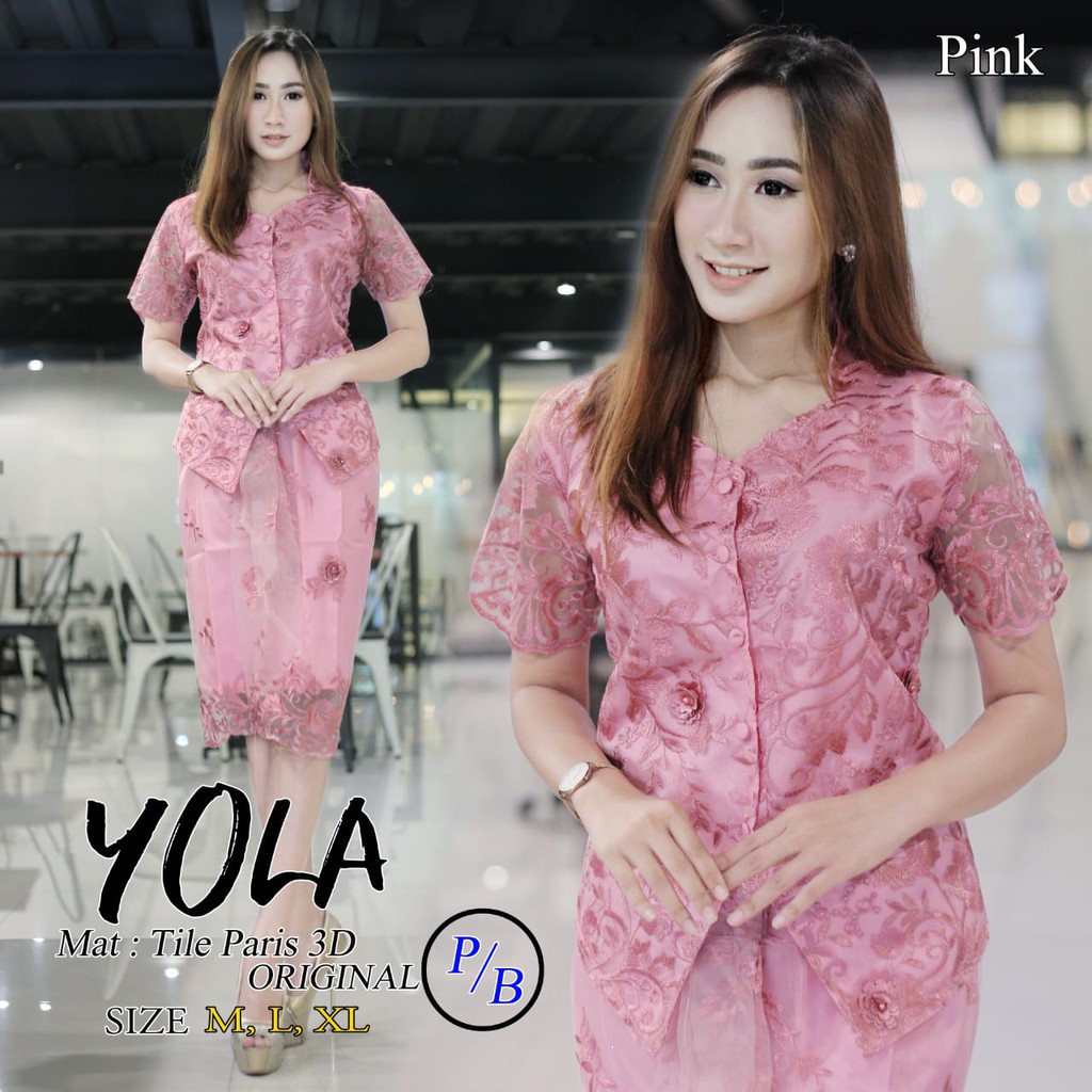 AM_FASHION>>KEBAYA STELAN YOLA/KEBAYA BROKAT TULLE/KEBAYA BROKAT/KEBAYA SERAGAM/KEBAYA WISUDA